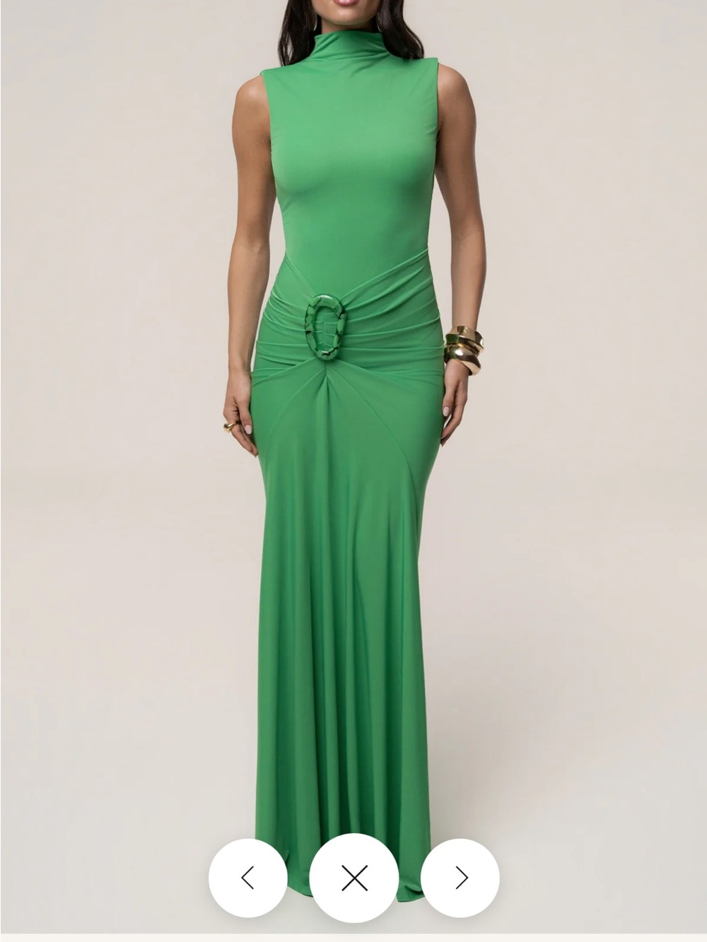 JLUXLABEL Green Sleeveless High-Neck Wedding Dress